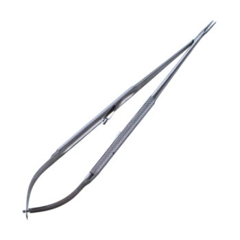 Microsurgical Needle Holder, Straight, 0.8mm Diamond Dusted Jaws, With Slim Line Box Lock, 9mm Diameter Round Diamond Knurled Handle, Overall Length 9" (230mm) 